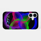 カラフルな幾何学模様のブレンド iPhone 16 カバー (裏面横)