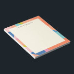 カラフルな幾何学模様のボーダー付きオリジナルネーム ノートパッド<br><div class="desc">このカラフルな幾何学模様のボーダー付きオリジナルネーム ノートパッドで、あなたの日々のメモに色のスパッシュを加えてみませんか。この大胆で鮮やかなボーダーは、あなたの名前を美しくフレームに収め、各ページを特別なものにします。これは、カラフルなオリジナルステーショナリーが好きな人にとって、創造性と実用性の完璧なバランスです。</div>