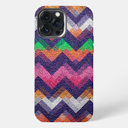 カラフルな幾何学模様のレザールック iPhoneケース (裏面)