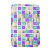 カラフルな幾何学模様の抽象スクエア柄 バスマット (正面縦)