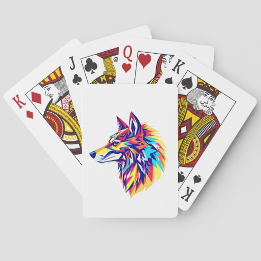 カラフルな幾何学的なオオカミ クラシック プレイイング カード (裏面)