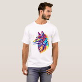 カラフルな幾何学的なオオカミTシャツ Tシャツ (正面フル)