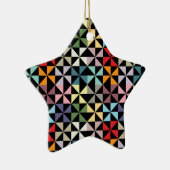 カラフルな幾何学的なコマのような黒 セラミックオーナメント (右)