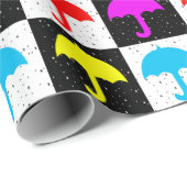 カラフルな幾何学的なチェック柄の傘のブロックプリント ラッピングペーパー (ロールコーナー)