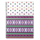 カラフルな幾何学的なフォークアートのデザインに花を添えて ノートブック (正面)