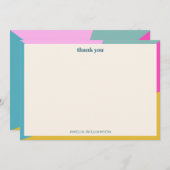 カラフルな幾何学的なユニークなカスタム ブライダルシャワー サンキューカード (正面/裏面)