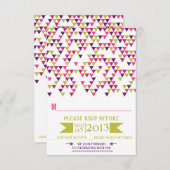 カラフルな幾何学的な三角形のモダンウェディング出欠確認カード 出欠カード (正面/裏面)