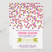 カラフルな幾何学的な三角形の誕生日招待状 招待状 (正面/裏面)