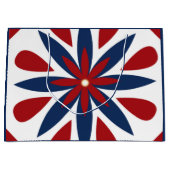 カラフルな幾何学的な花柄パターン ラージペーパーバッグ (正面)