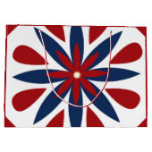 カラフルな幾何学的な花柄パターン ラージペーパーバッグ (裏面)