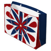 カラフルな幾何学的な花柄パターン ラージペーパーバッグ (裏面アングル)