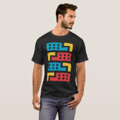 カラフルな幾何学的抽象構成 Tシャツ (正面フル)