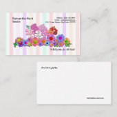 カラフルな庭によってはかわいらしくストライプなベビーシッターが開花します 名刺 (正面/裏面)