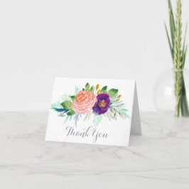 カラフルな庭の水彩画の花柄は感謝していしています サンキューカード
