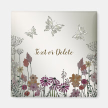 カラフルな庭の花と蝶のゴールド ラスティック