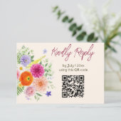 カラフルな庭の花 ウェディングサイトQRコード 出欠カード (スタンド正面)