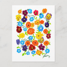 カラフルな庭の花 ポストカード