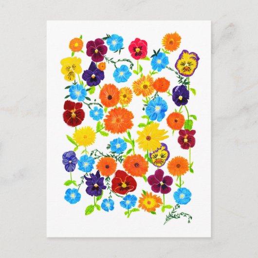 カラフルな庭の花 ポストカード (正面)