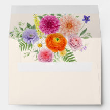 カラフルな庭の花 手描きのウェディング