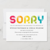 カラフルな延期結婚式のお知らせカード 招待状 (正面)