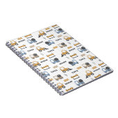 カラフルな建設トラックの模様 ノートブック (右側)