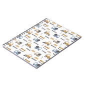 カラフルな建設トラックの模様 ノートブック (左側)