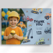 カラフルな建設トラックの誕生日お礼メッセージ サンキューカード