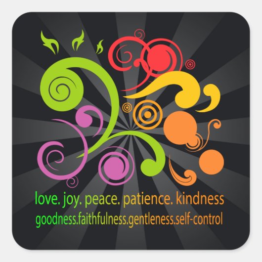 カラフルな形、精神のフルーツ スクエアシール (正面)