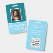 カラフルな従業員写真 名前 QRコードスキャン バーコード バッジ (正面＆裏面)