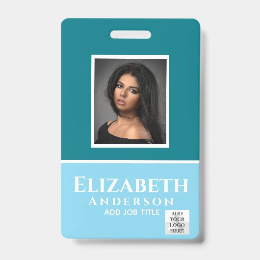 カラフルな従業員写真 名前 QRコードスキャン バーコード バッジ (正面)