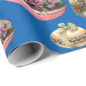 カラフルな復活祭の卵、花、青の白い鳩 ラッピングペーパー (ロールコーナー)