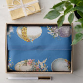 カラフルな復活祭の卵、花、青の白い鳩 薄葉紙 (ギフト)