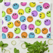 カラフルな微笑のEmojiは直面します キッチンタオル (折り畳み)