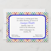 カラフルな恐竜のベビーシャワーの招待状 招待状 (裏面)