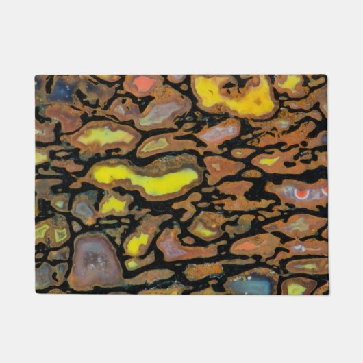 カラフルな恐竜の化石 ドアマット (正面)