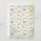 カラフルな恐竜の誕生日パーティー招待状 招待状 (裏面)