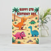 カラフルな恐竜の誕生日パーティー招待状 招待状 (スタンド正面)