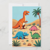 カラフルな恐竜の誕生日パーティー招待状 招待状 (裏面)