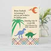 カラフルな恐竜の誕生日パーティー招待状 招待状 (スタンド正面)