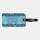 カラフルな恐竜は住所を個人化します ラゲッジタグ (裏面横)