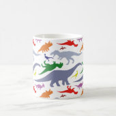 カラフルな恐竜パターン(ライト) コーヒーマグカップ (中央)
