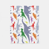 カラフルな恐竜パターン(ライト) フリースブランケット (正面)