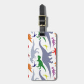 カラフルな恐竜パターン(ライト) ラゲッジタグ (正面縦)