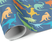 カラフルな恐竜パターン ラッピングペーパー (ロールコーナー)
