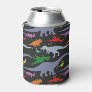 カラフルな恐竜パターン(暗い) 缶クーラー