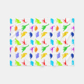 カラフルな恐竜 フリースブランケット (正面(横))