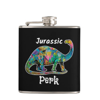 カラフルな恐竜 ブラック Jurassic Perk フラスク