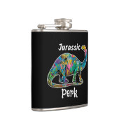 カラフルな恐竜 ブラック Jurassic Perk フラスク (右)