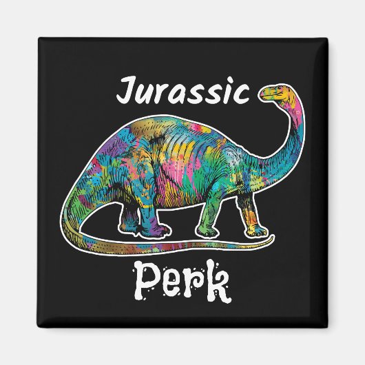 カラフルな恐竜 ブラック Jurassic Perk マグネット (正面)