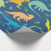 カラフルな恐竜 ラッピングペーパー (角)